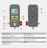 AUTOOL LM110 Digital Manifold Meter Air Conditioner Refrigerant Leak Tester HVAC Vacuum