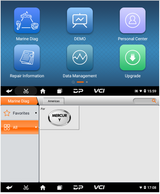 OBDSTAR ISCAN MARINE MERCURY software interface with various icons and a focus on marine diagnostics