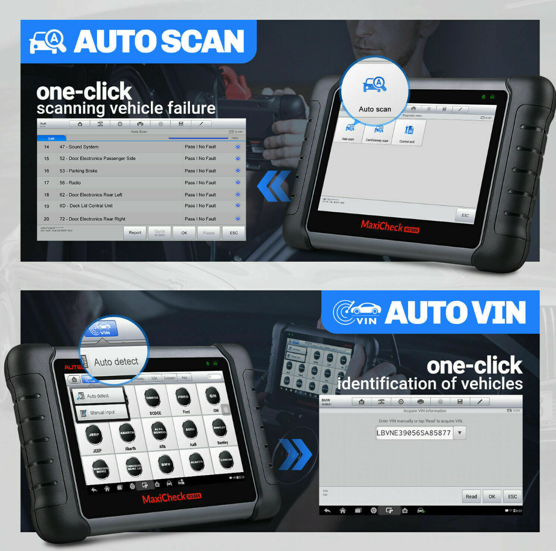 Autel MaxiCheck MX808S bi-directional control screen