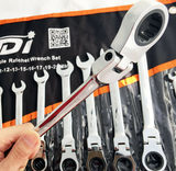 NDI flexi head ratchet spanner set 15 peices 