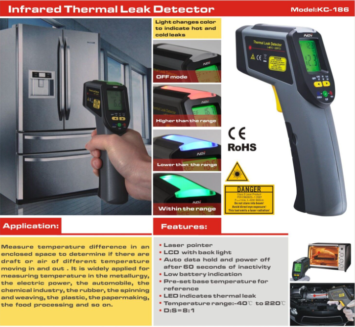 NDI KC-186 Infared Thermometer + Leak Detector