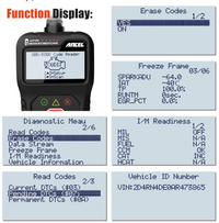 Ancel AS100 OBD2 Diagnostic Scan Tool function display