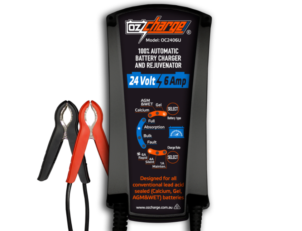 OzCharge 24V 6A automatic battery charger and rejuvenator