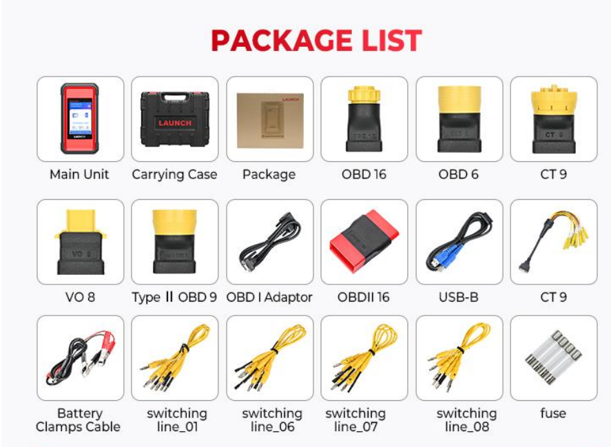 Launch X431 SmartLink C HD Lite package list