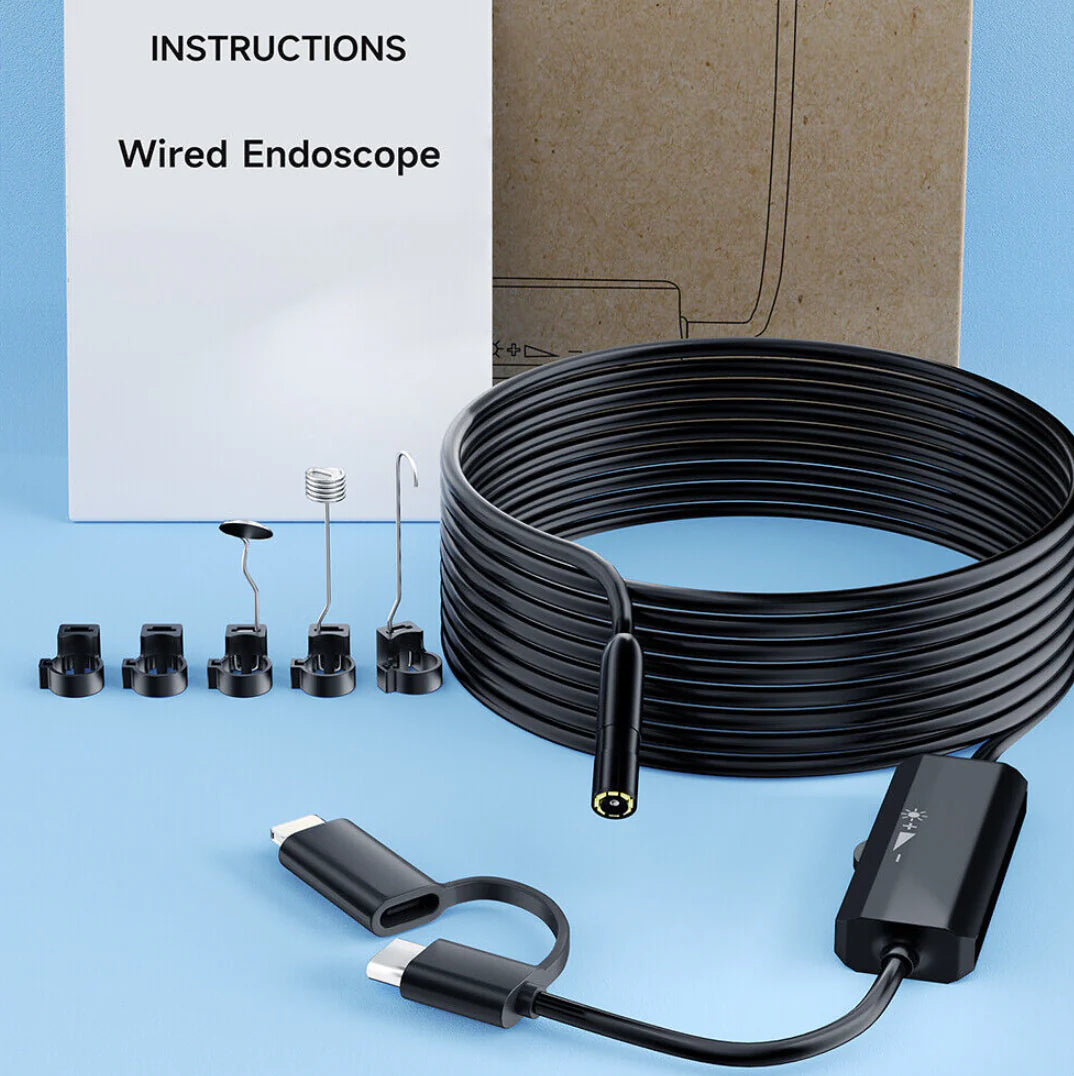 HD IP68 borescope kit contents and package inclusions