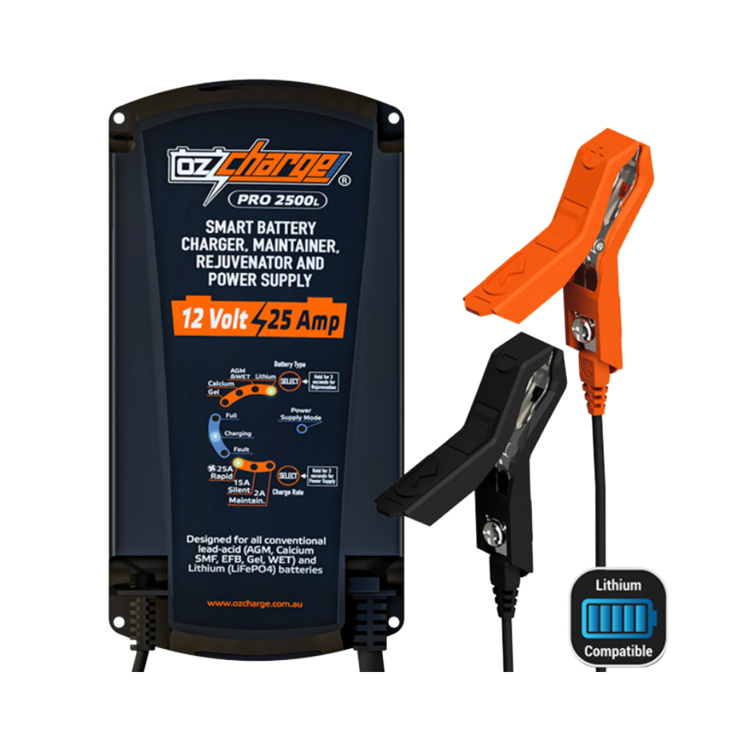 OzCharge 12V 25A Battery Charger and Maintainer Lithium Pro Series