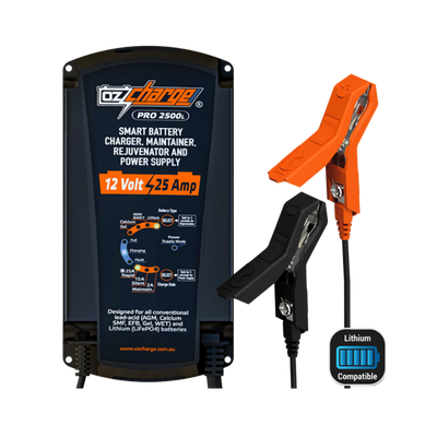 OzCharge 12V 25A Battery Charger and Maintainer Lithium Pro Series