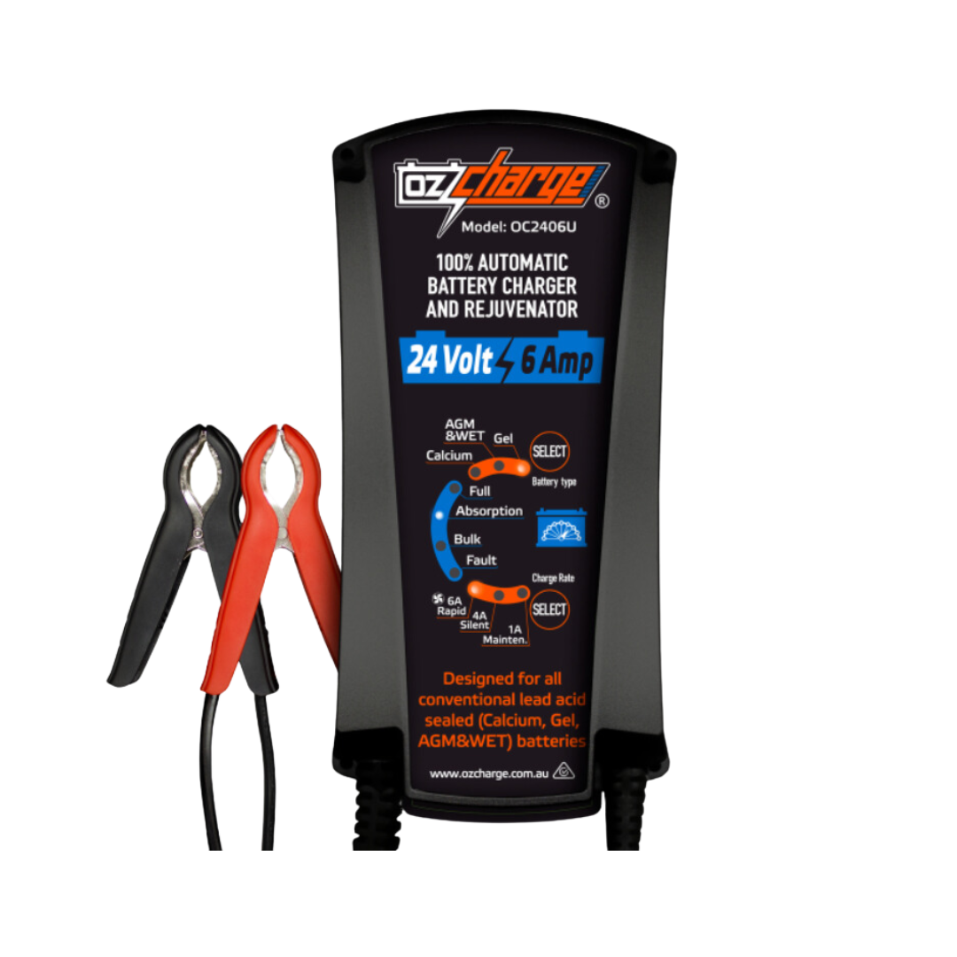 OzCharge 24 Volt 6 Amp 9-Stage Battery Charger & Maintainer