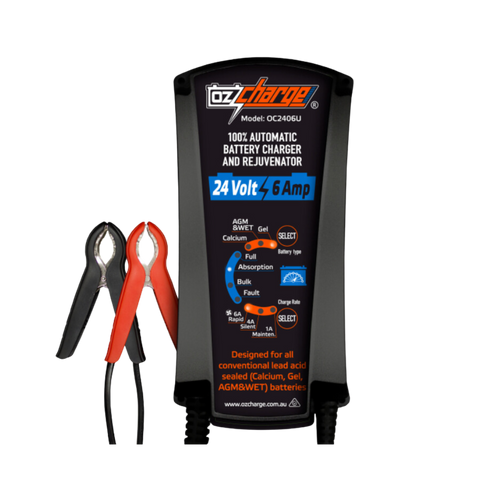 OzCharge 24 Volt 6 Amp 9-Stage Battery Charger & Maintainer