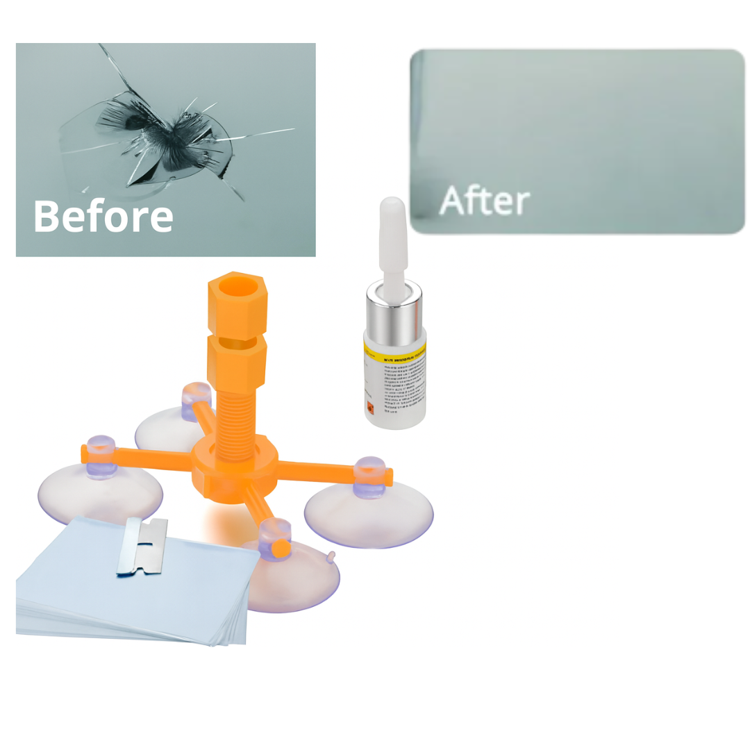 Before and After using the glass repair kit