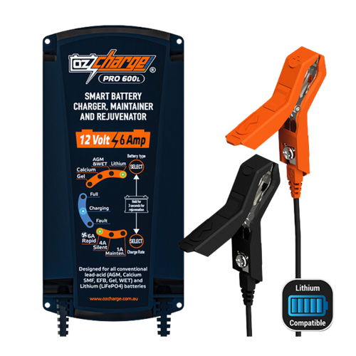 OzCharge 12V 6A Battery Charger and Maintainer Lithium Pro Series