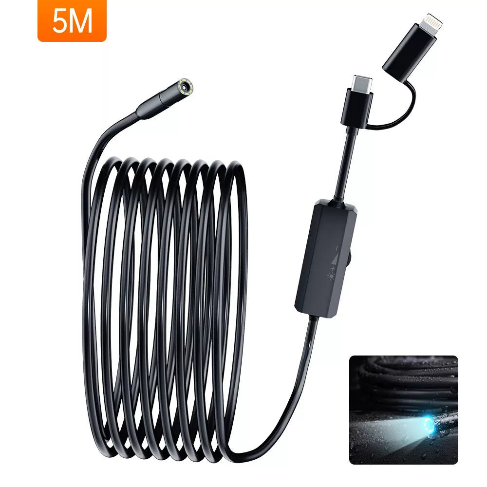 HD IP68 Borescope Inspection Camera For iPhone & Android 5.5mm