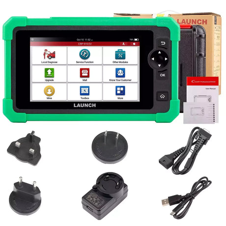 Launch CRP919 EV diagnostic tool with accessories