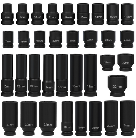 35pc Deep Impact Socket Set 1/2" Drive 8–32 mm