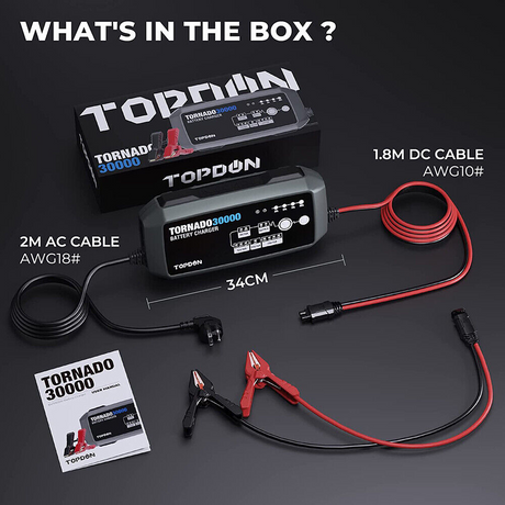 Topdon Tornado30000 battery charger packing list full kit in box 