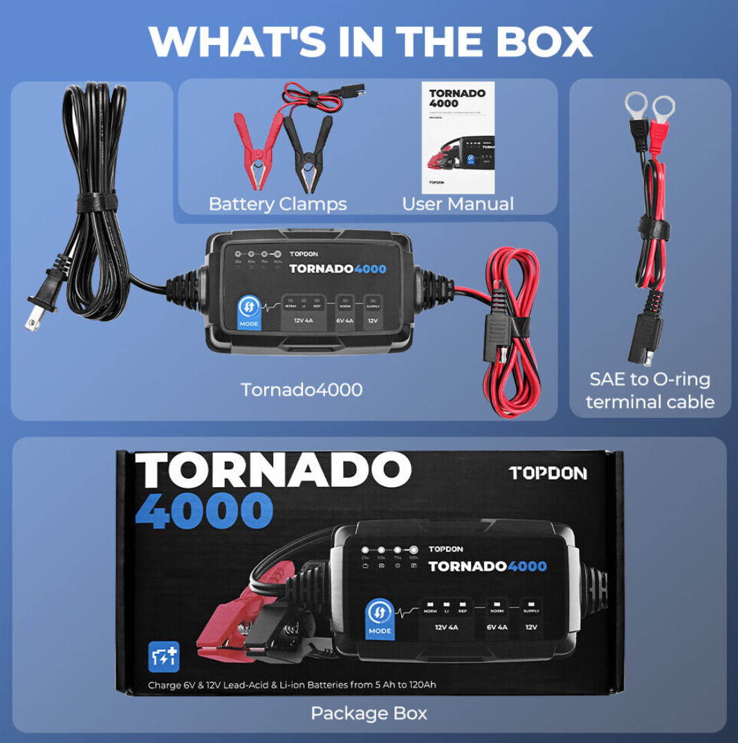 Topdon Tornado4000 T4000 Battery Charger