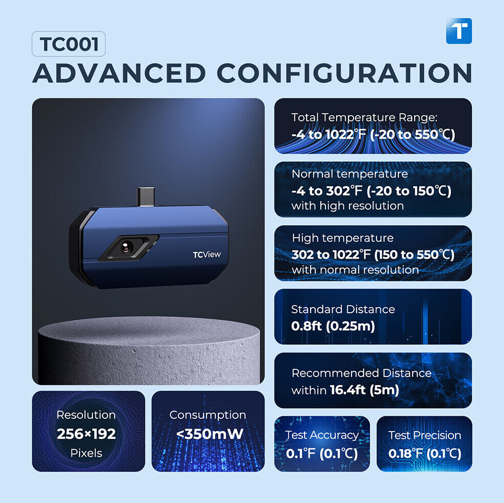 Topdon TC001 thermal camera technical specifications