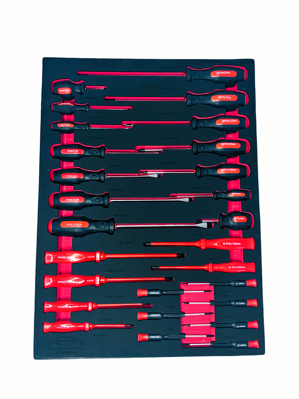 PDE Screwdriver Set in EVA Foam Tray 27PCE VDE Insulated Screwdrivers