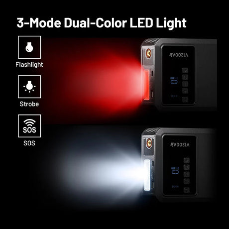 Topdon V1200Air 3-mode dual-color LED light with flashlight, strobe, and SOS functions