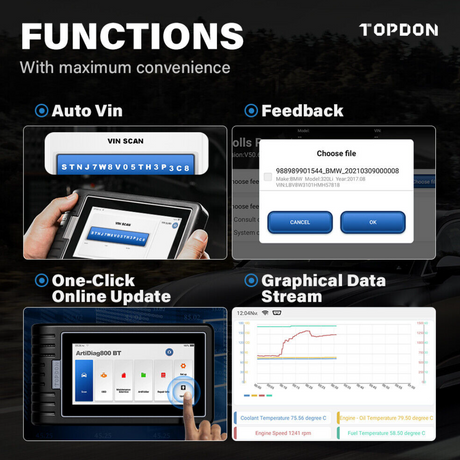 Topdon ArtiDiag800BT 2 diagnostic functions screen