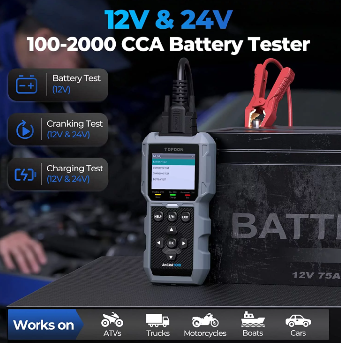 Topdon Artilink500B Diagnostic Scan Tool and Battery Tester