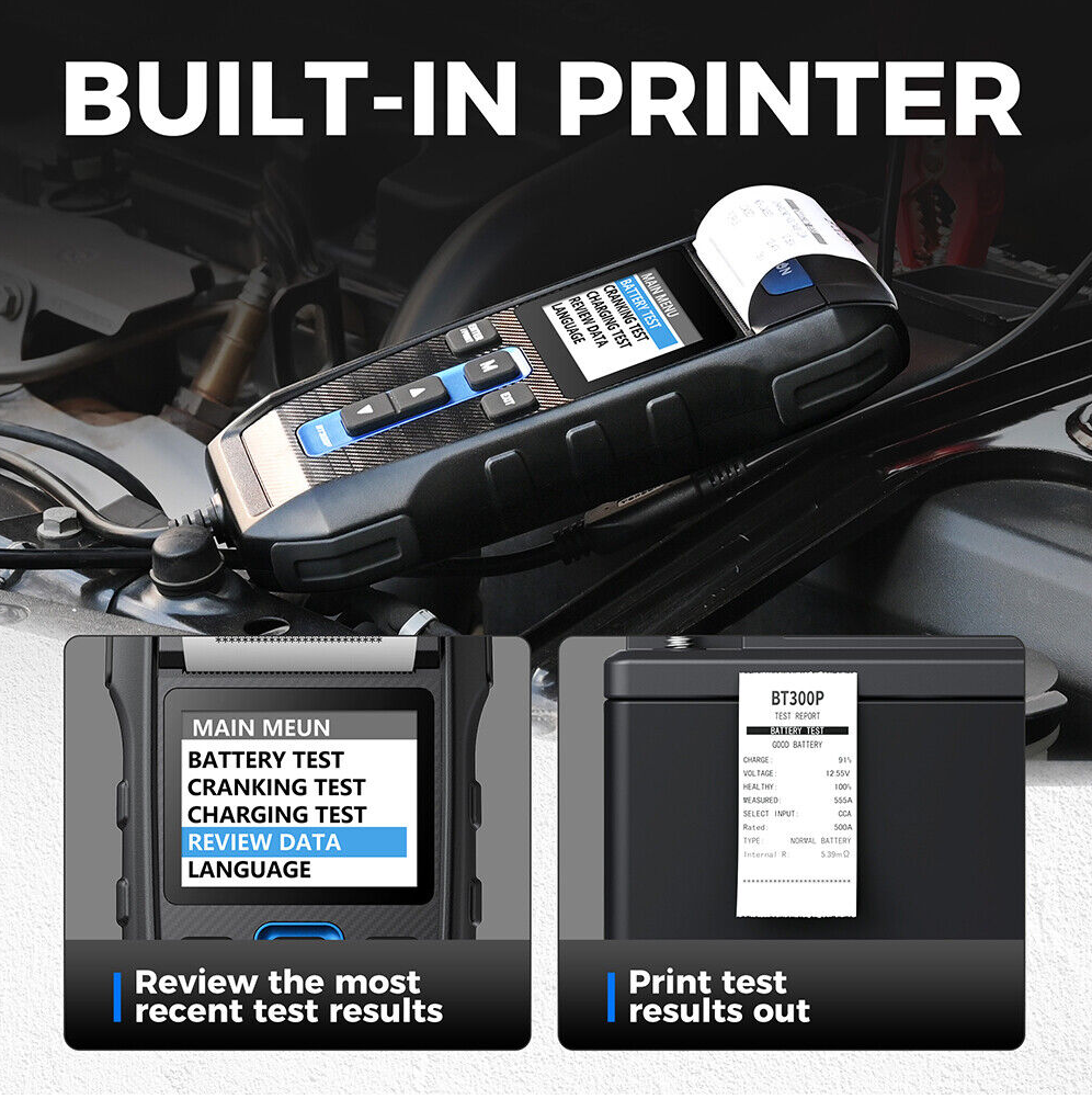 Topdon BT300P Battery Tester 12/24V With Printer