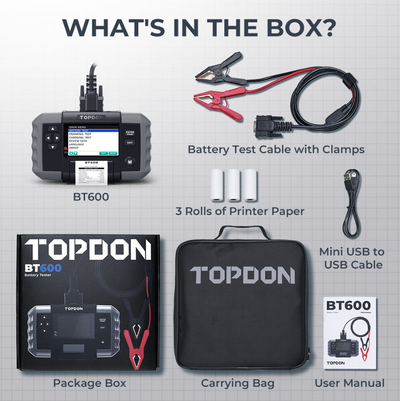 Topdon BT600 12v 24V battery tester with printer full kit
