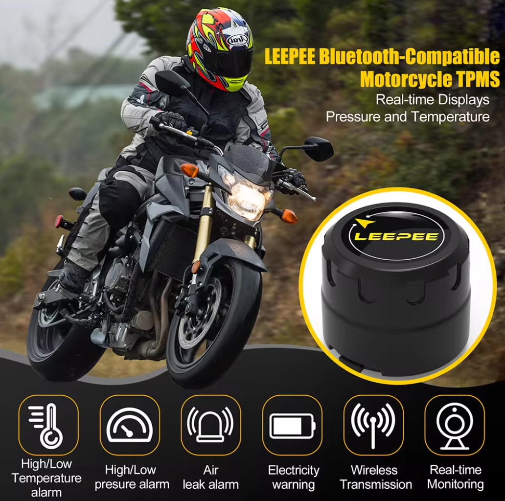 Motorcycle TPMS System With Bluetooth Sensors Tyre Pressure Monitoring for Motorbikes