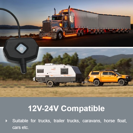 TPMS signal booster 12V–24V for trucks, trailer trucks, caravans, horse float, cars, etc.