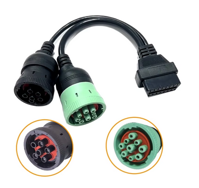 Truck Diagnostic Adapter Cable 6 Pin + 9 Pin to 16 Pin OBD2