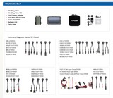 Product packaging list with diagnostic cables and accessories for Topdon UltraDiag Moto diagnostic tool