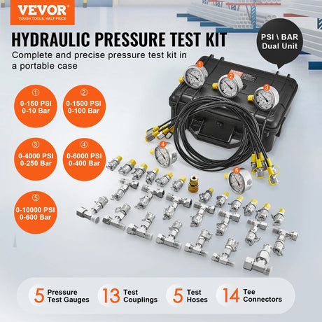 VEVOR hydraulic pressure test kit with components