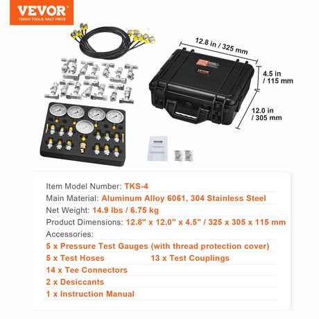 VEVOR pressure testing kit with tools and accessories