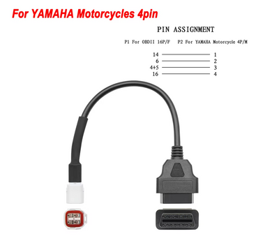 Yamaha 4 Pin to 16 Pin OBD2 Adapter Cable