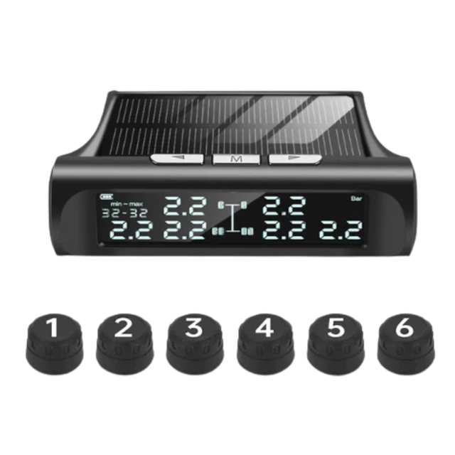 Solar Powered Tyre Pressure Monitoring System - Trucks + Motorhomes TPMS